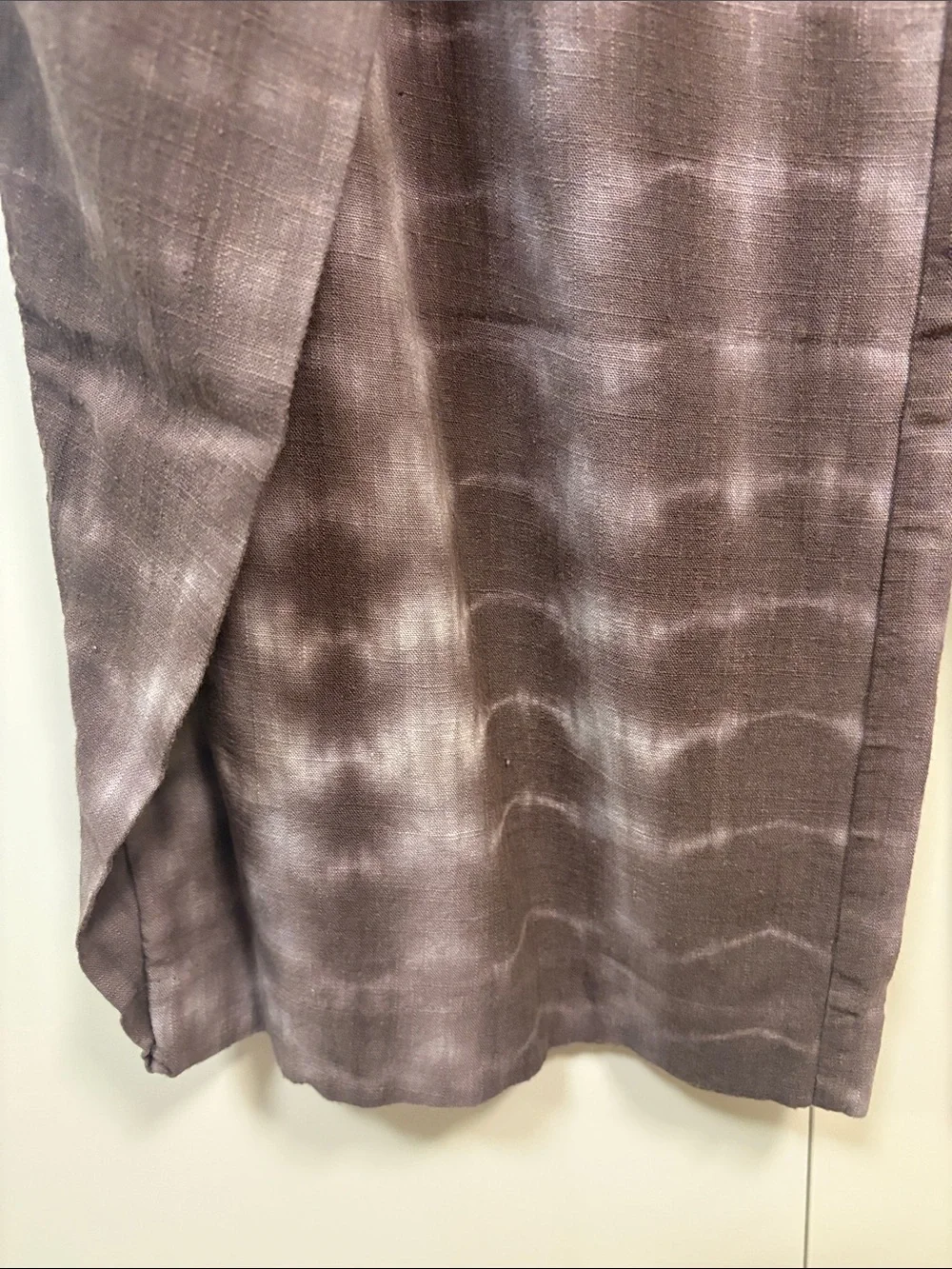 Zara Taupe Tie-Dye Wrap Wide-Leg Linen Blend Pants L